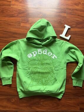 Sp5der Green Web Hoodie Size L